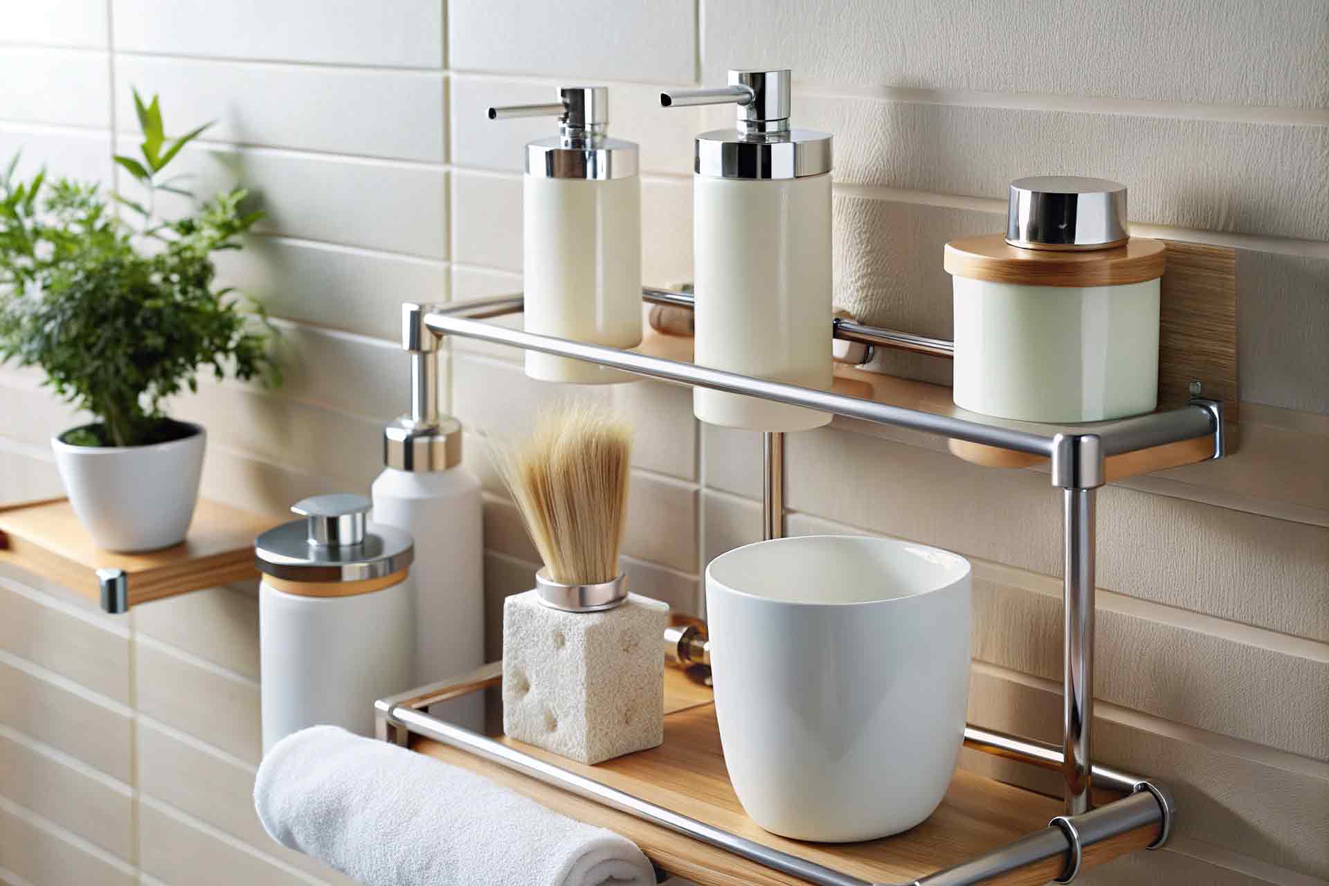 Wall-mounted bathroom accessory shelves