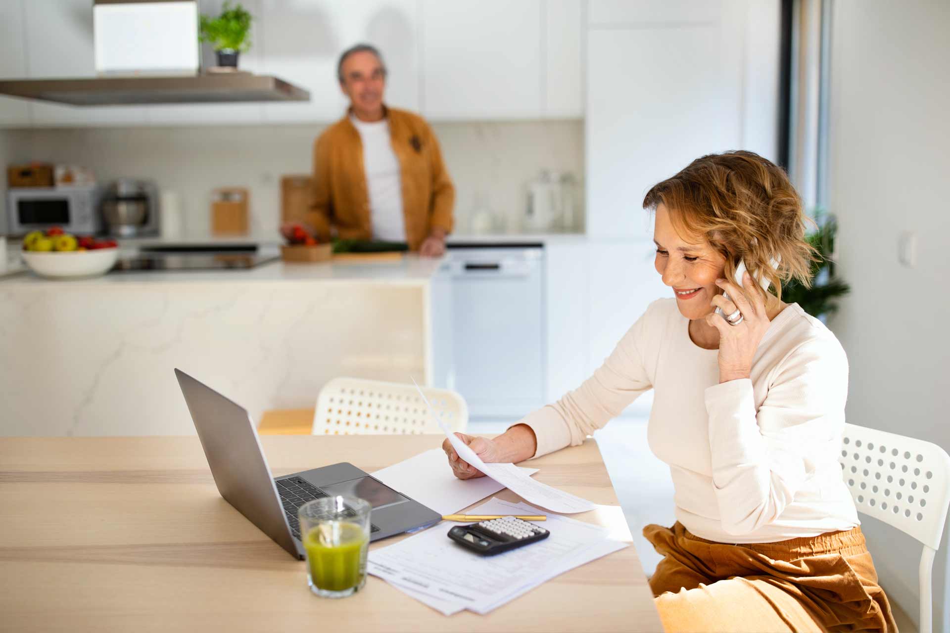 senior woman working from home